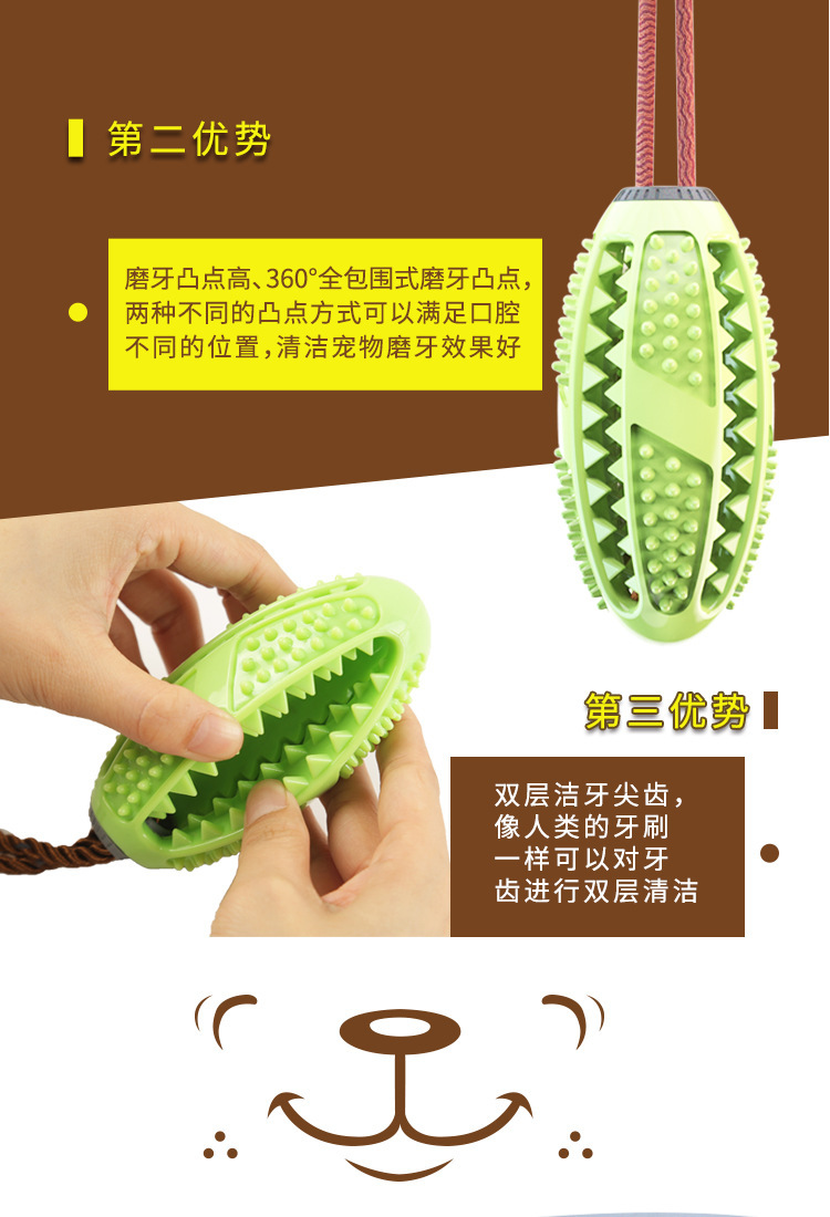 Dog Toothbrush Pet Dog Toothbrush Dog Molar Tooth Cleaning Stick Leakage Food Feeder Ball Bite-Resistant Toys Supplies