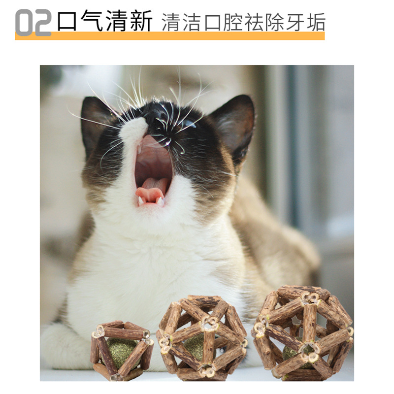 Factory Direct Sales Large Mu Tianmiao Exquisite Ball Molar Rod Cat Toy Ball Catnip Bite-Resistant Tooth Cleaning Cat Supplies