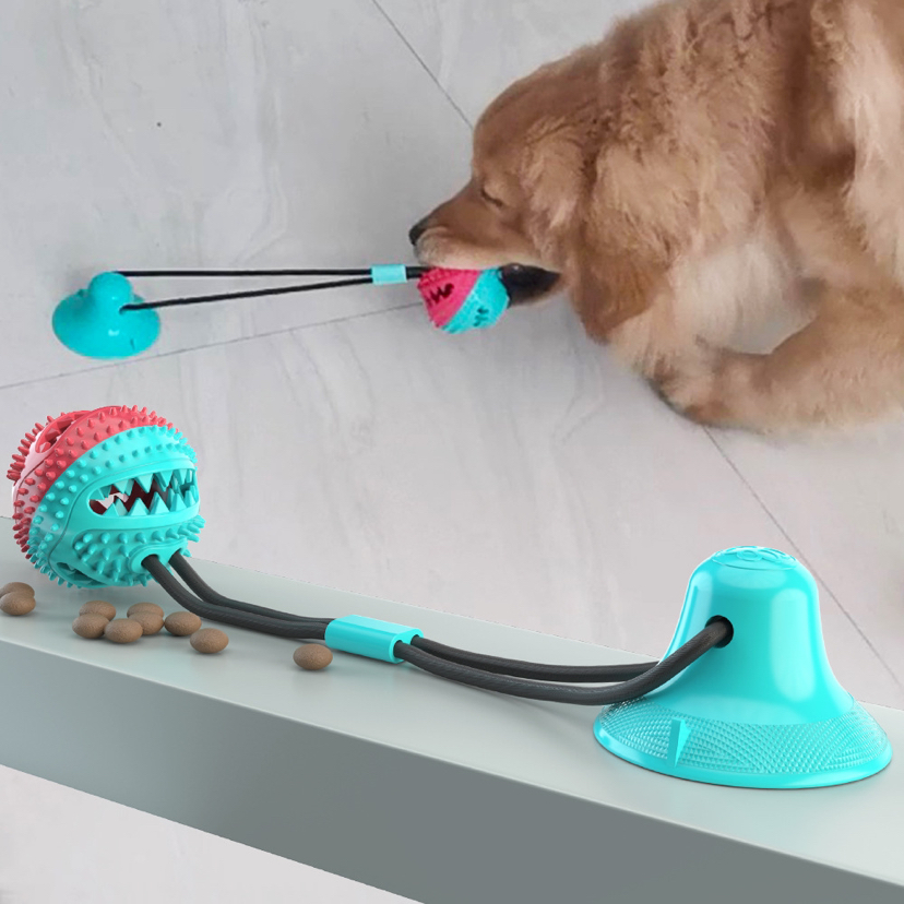 Pet Bite Toy Dog Sucker Drawstring Food Dropping Ball Bite-Resistant Teether Ball Tooth Cleaning Interactive Bell Toy