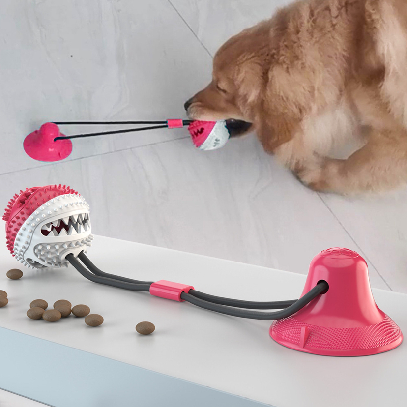 Pet Bite Toy Dog Sucker Drawstring Food Dropping Ball Bite-Resistant Teether Ball Tooth Cleaning Interactive Bell Toy