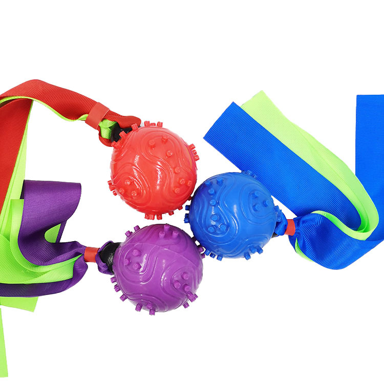Pet Toy Molar Tooth Cleaning Ball TPR Ribbon Dog Sound Toy Environmental Protection Dog Training Bite-Resistant Ball Factory Price Direct Sales