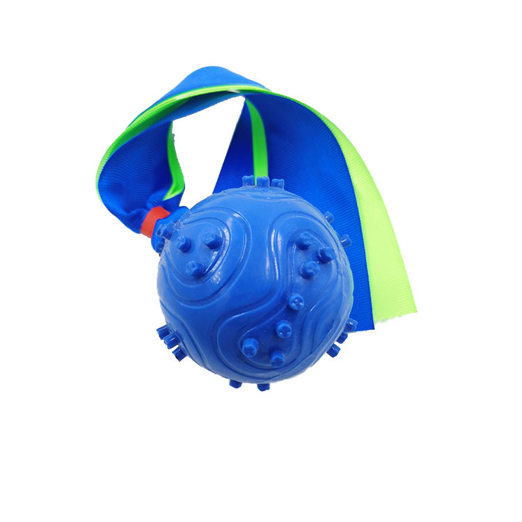 Pet Toy Molar Tooth Cleaning Ball TPR Ribbon Dog Sound Toy Environmental Protection Dog Training Bite-Resistant Ball Factory Price Direct Sales