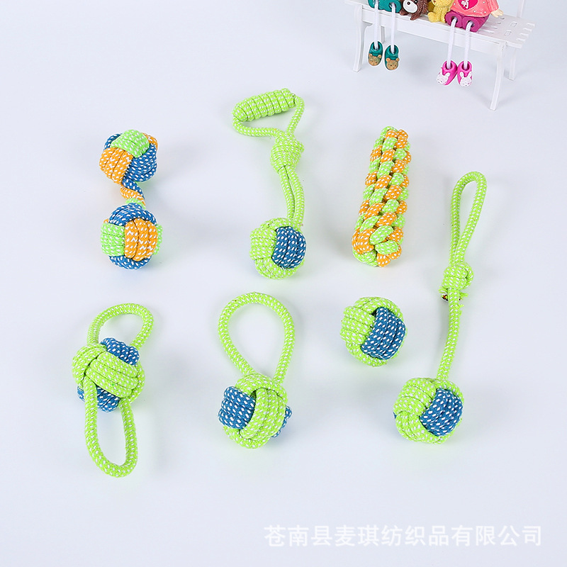 Pet Supplies Toy Bite-Resistant Cotton Rope Toys Molar Clean Tooth Rope Knot Ball Dogs and Cats Toy Set in Stock Wholesale