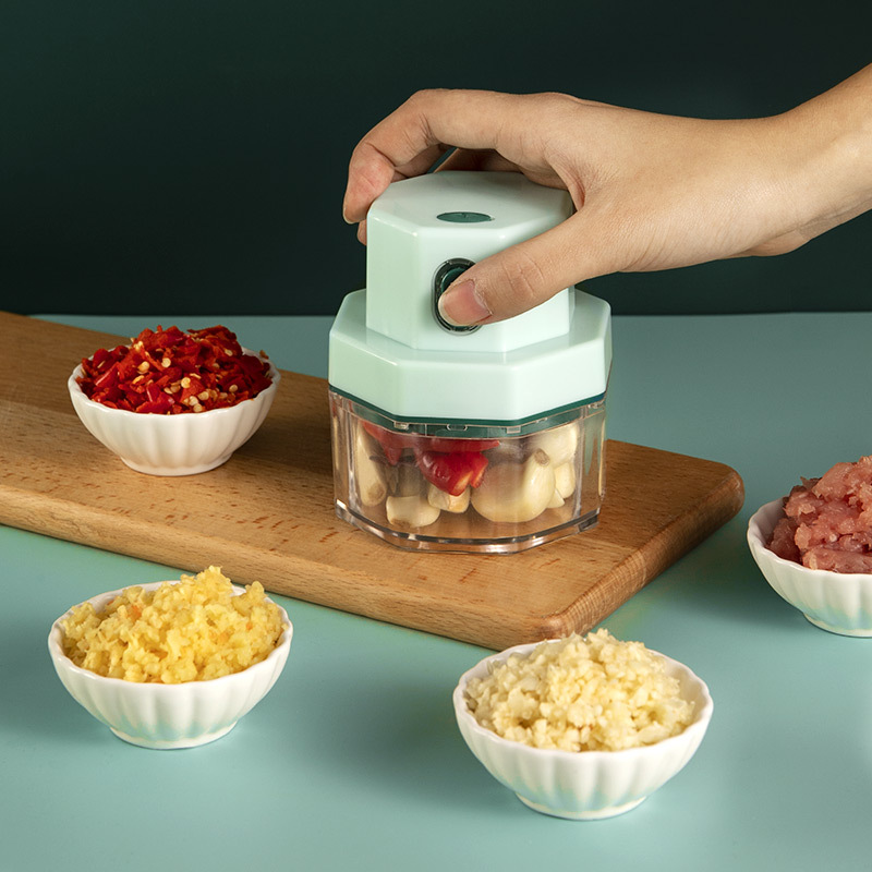 Household Portable Kitchen Mini Wireless Electric Grate Garlic Meat Grinder Meshed Garlic Device Garlic Pounding Chopping Artifact Complementary Food Mixer
