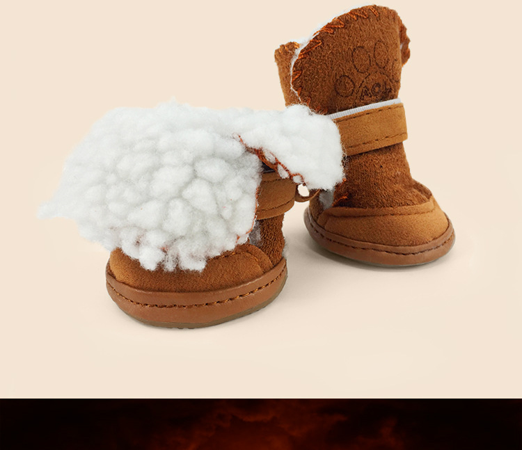 Hot Selling Lambswool Footprints Snow Boots Dog Shoes Warm Pet Shoes Pet Supplies One Piece Dropshipping