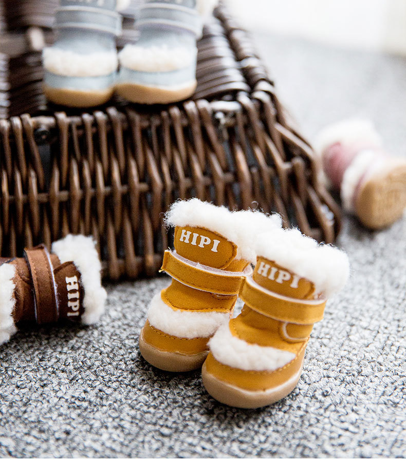 New Pet Shoes Winter Thick Cotton Shoes Warm Non-Slip Set of 4 Teddy Bear Small Dogs Dog Shoes