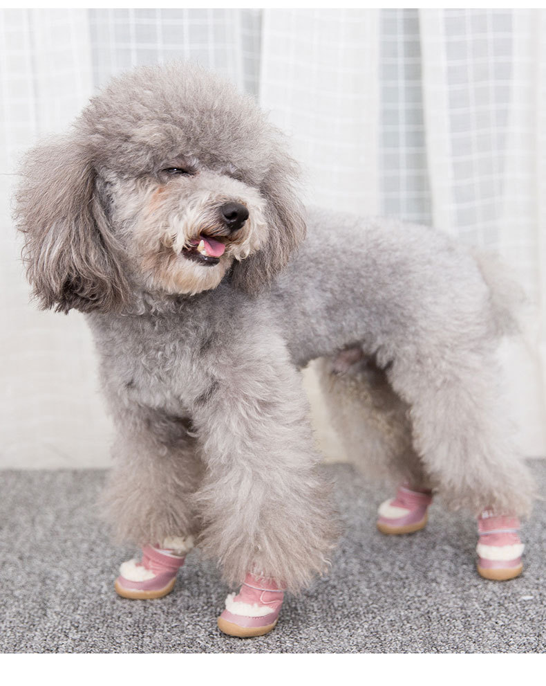 New Pet Shoes Winter Thick Cotton Shoes Warm Non-Slip Set of 4 Teddy Bear Small Dogs Dog Shoes