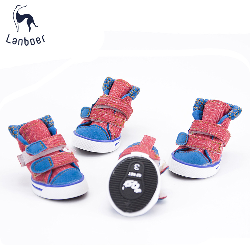 Lanboer blue Boer pet shoes new sports skid resistant canvas shoes small and medium sized dog shoes