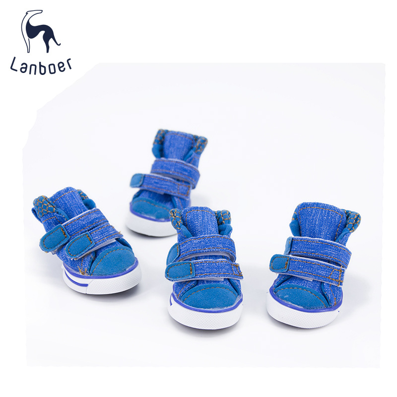 Lanboer blue Boer pet shoes new sports skid resistant canvas shoes small and medium sized dog shoes