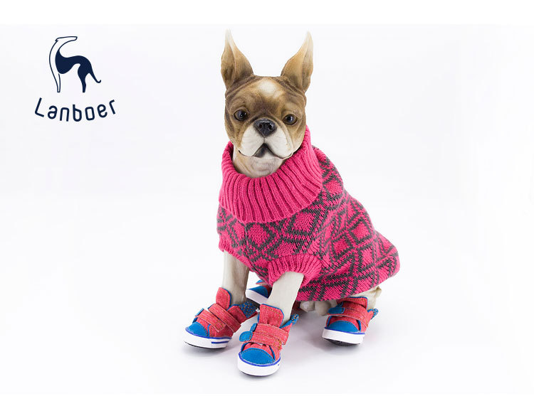 Lanboer blue Boer pet shoes new sports skid resistant canvas shoes small and medium sized dog shoes