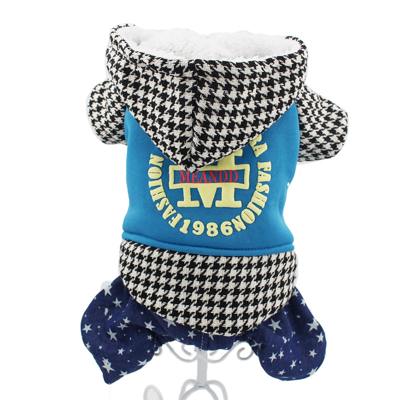 2018 Autumn and Winter Dog Clothes Fleece-Lined Pet Clothing Cat Sweater Black and White Plaid Thickened Four-Leg Cotton-Padded Clothes Supplies 2018 Autumn and Winter Dog Clothes Fleece-Lined Pet Clothing Cat Sweater Black and White Plaid Thickened Four-Leg Cotton-Padded Clothes Supplies