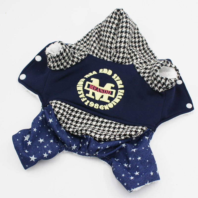 2018 Autumn and Winter Dog Clothes Fleece-Lined Pet Clothing Cat Sweater Black and White Plaid Thickened Four-Leg Cotton-Padded Clothes Supplies 2018 Autumn and Winter Dog Clothes Fleece-Lined Pet Clothing Cat Sweater Black and White Plaid Thickened Four-Leg Cotton-Padded Clothes Supplies
