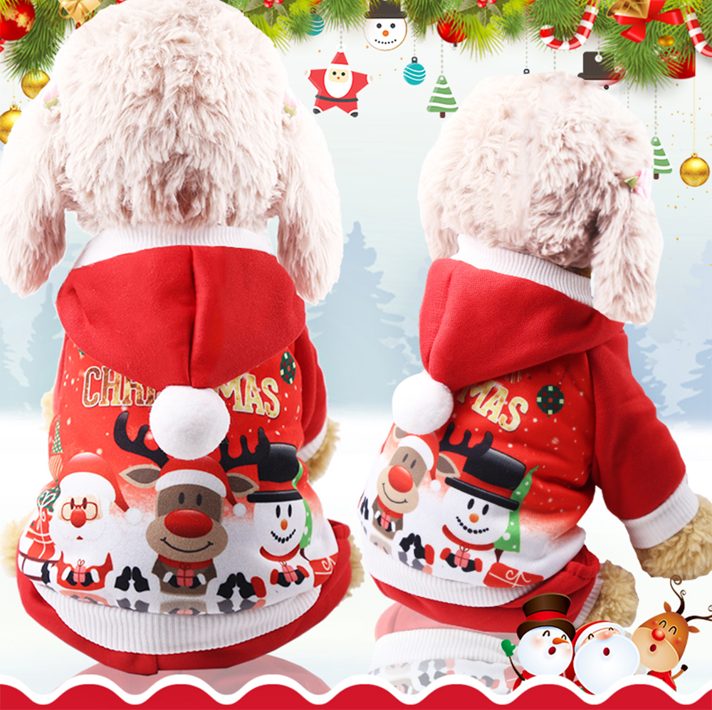 Four Legs Christmas Old Man Snowman Elk Sweater Fleece Clothes Dog Clothes Pet Clothes Cat Autumn and Winter