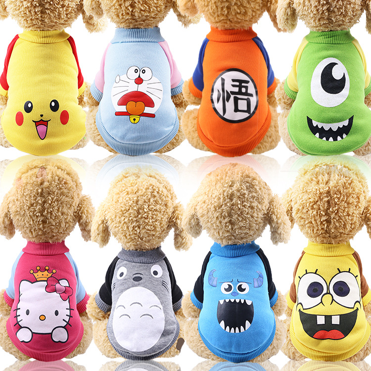 New Dog Clothes Spring and Autumn Winter Teddy Pet Supplies Cartoon Cute Cat Sweater Golden Retriever Big Dog Clothing