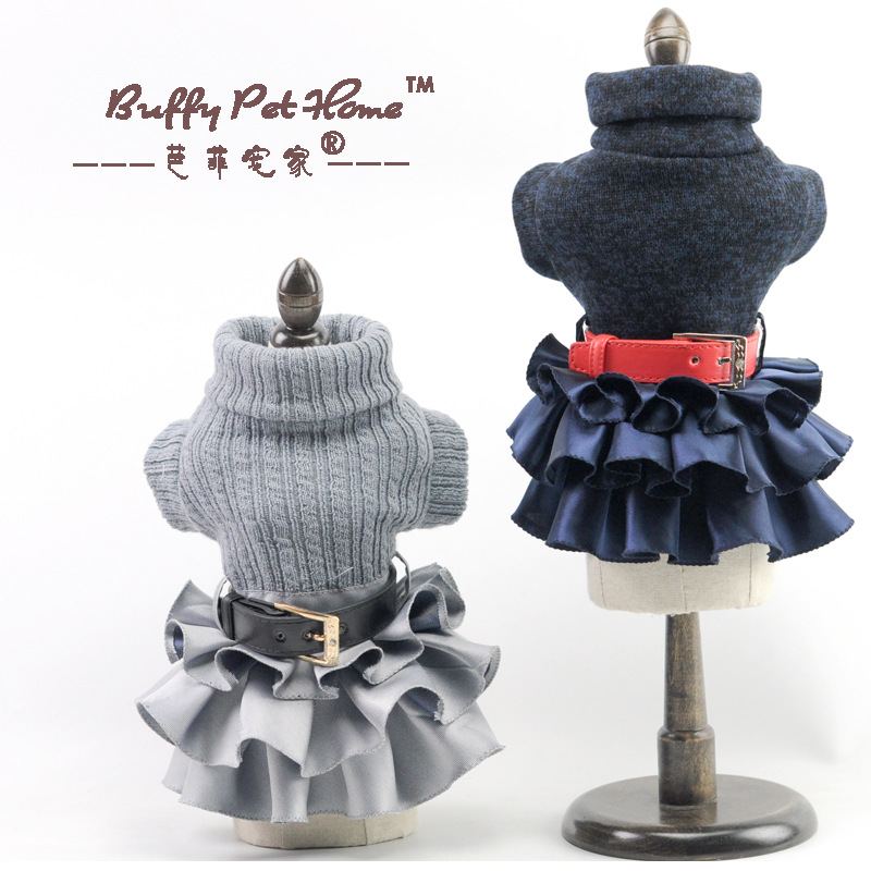 Pahnli Pet Manufacturer Dog Skirt Dress Sweater Autumn and Winter Pet Supplies Set