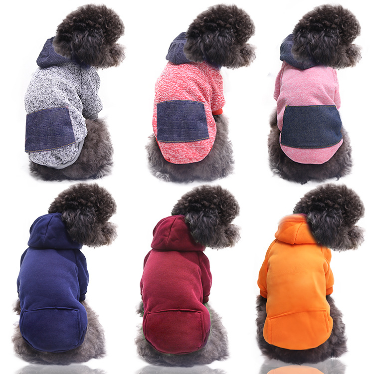 Autumn and Winter Sweater Denim Pocket Two-legged Clothes Sporty Pet Clothes Dog Cat Clothes Pet Supplies