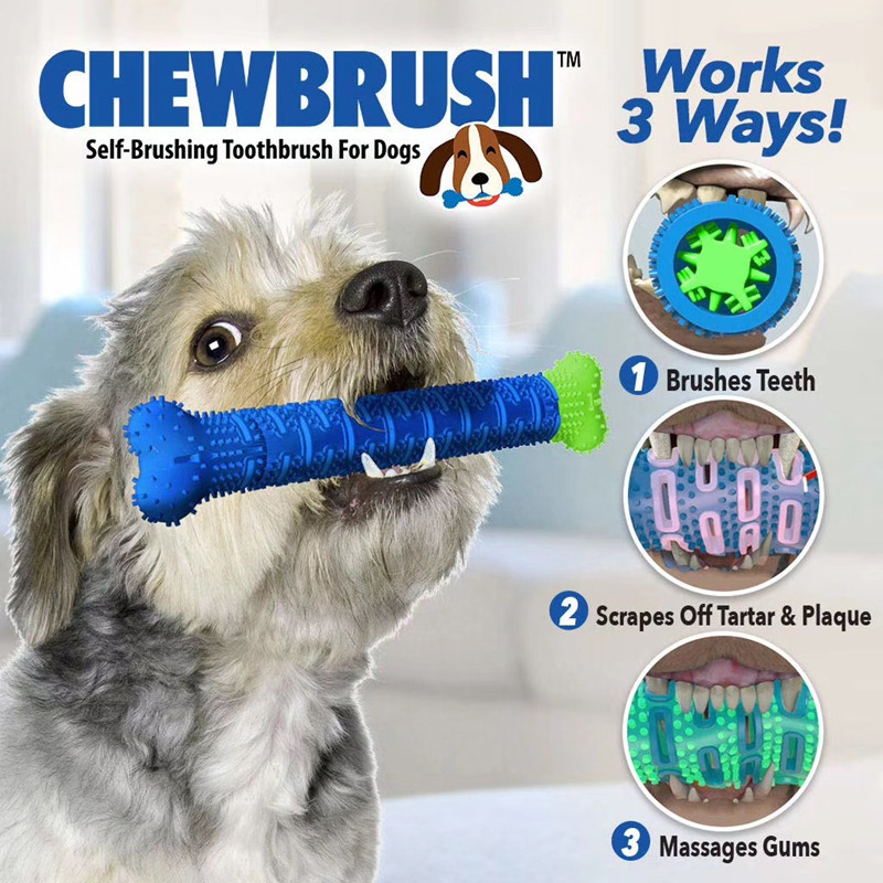 TV New Pet Molar Rod Dog Molar Toy Teeth Cleaning Rubber Toothbrush