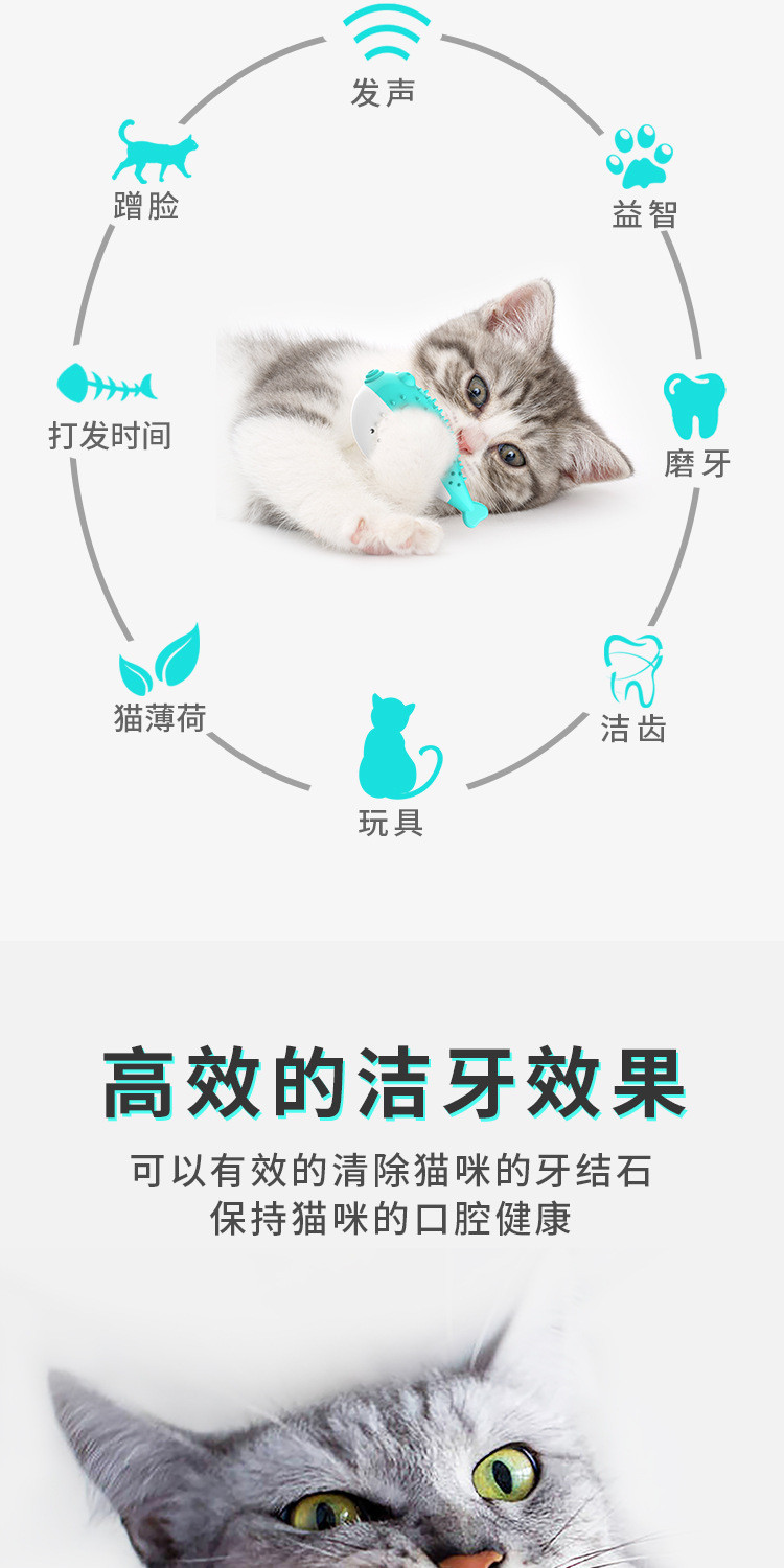Pet Supplies Amazon Hot Cat Toy Mint Simulated Fish Cat Toothbrush Bite-Resistant Tooth Cleaning Molar