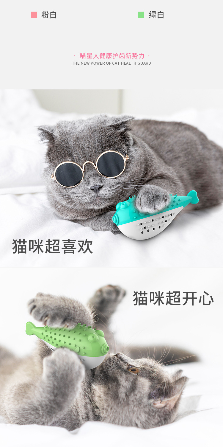Pet Supplies Amazon Hot Cat Toy Mint Simulated Fish Cat Toothbrush Bite-Resistant Tooth Cleaning Molar