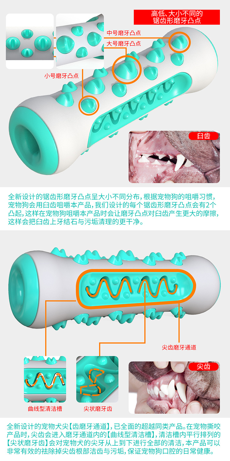 Pet Supplies Factory Home New Hot Amazon Cross-Border Dog Toy Toothbrush Dog Frisbee Molar Rod Food Dropping Ball