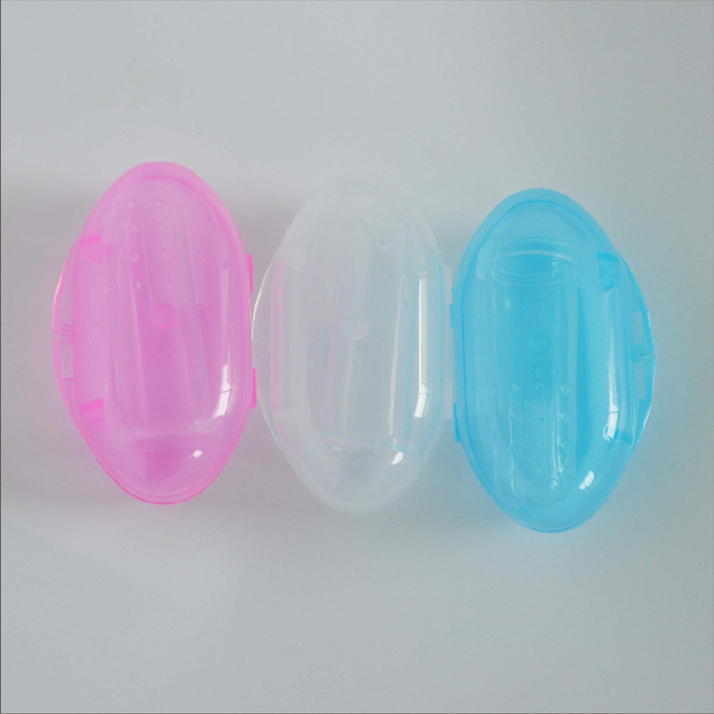 Baby Finger Toothbrush Case Newborn Soft Fur Baby Pet Toothbrush Safety Silicone Tongue Cleaning Brush Finger Set