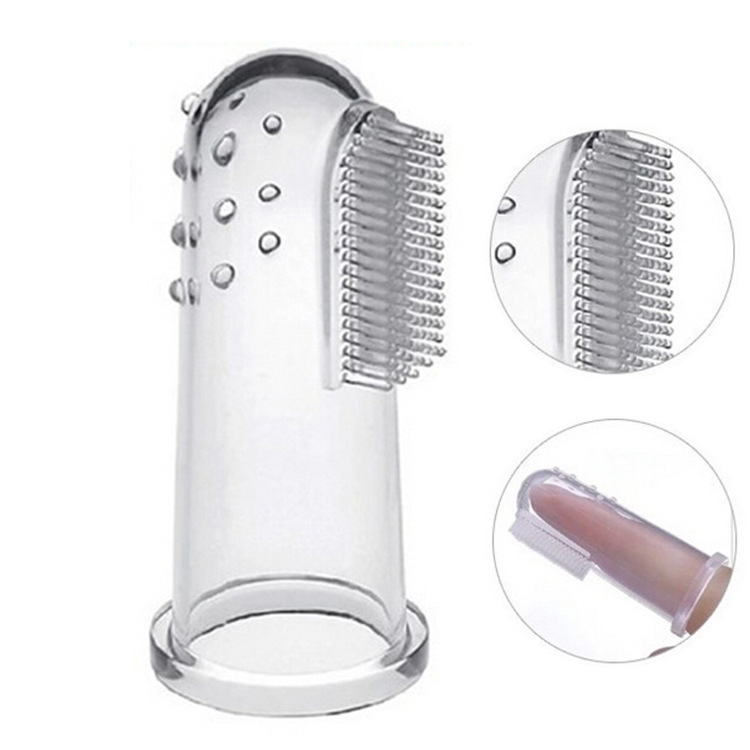 Baby Finger Toothbrush Case Newborn Soft Fur Baby Pet Toothbrush Safety Silicone Tongue Cleaning Brush Finger Set