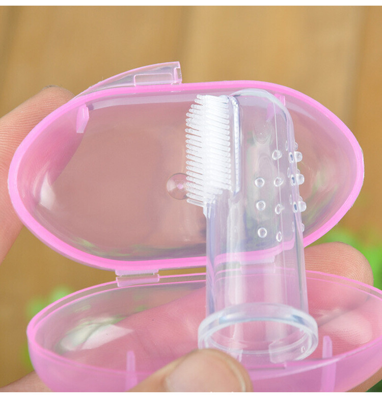 Baby Finger Toothbrush Case Newborn Soft Fur Baby Pet Toothbrush Safety Silicone Tongue Cleaning Brush Finger Set