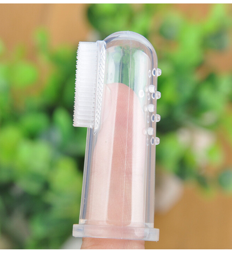 Baby Finger Toothbrush Case Newborn Soft Fur Baby Pet Toothbrush Safety Silicone Tongue Cleaning Brush Finger Set