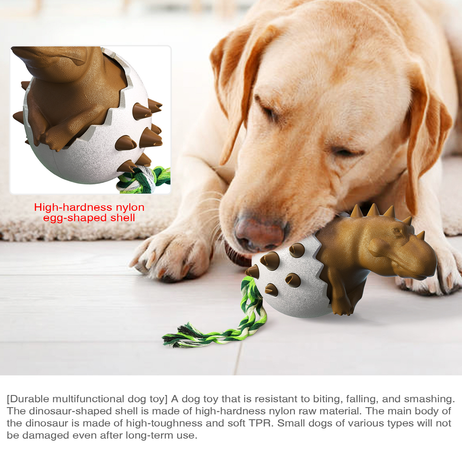 Cross-Border New Amazon Hot Dinosaur Egg Dog Molar Rod Bite-Resistant Glue Pet Supplies Dog Toothbrush Dog Toy