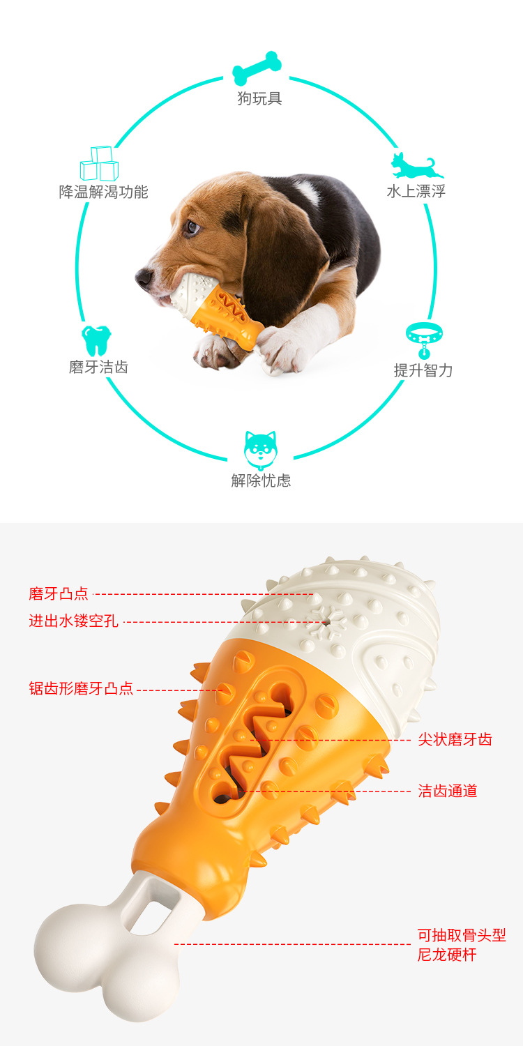 Pet Supplies Factory Wholesale Company New Popular Amazon Molar Long Throws Ring Dog Toy Toothbrush