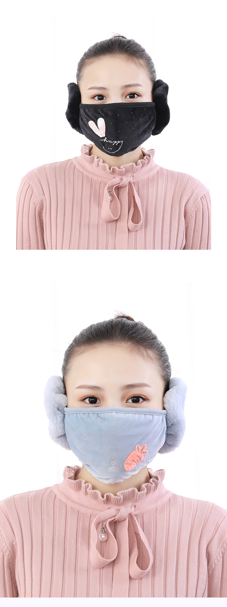 2020 Hot Sale Mouth Mask and Earmuffs One Women's Ear Protection Winter Outdoors Cycling Thickened Muzzle Cold-Proof Earmuffs Two-in-One