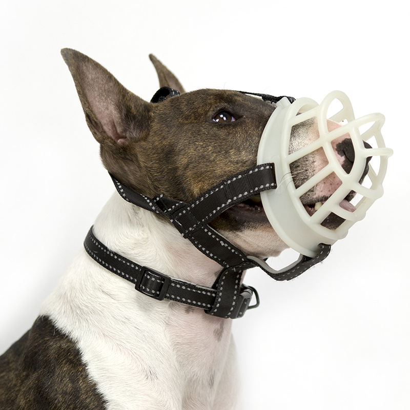 Amazon New Fluorescent Silicone Muzzle for Dogs Pet Supplies Dog Muzzle Adjustable Breathable Anti-Bite/Anti-Bark Muzzle