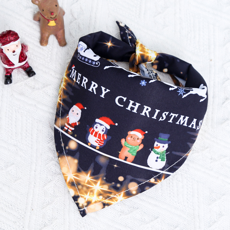 Small Medium Large Dog Triangular Binder Saliva Towel Christmas Snowman Elderly Elk Pet Supplies Four Seasons with Decorative Scarf