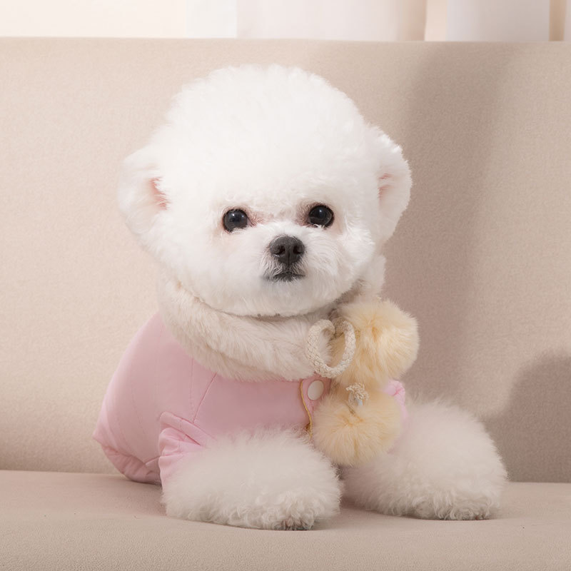 New Puppy Dog Autumn and Winter Double-Sided Wear Rain-Proof Clothes Warm Four-Leg Cotton-Padded Clothes Scarf Suit Cat Pet Clothes