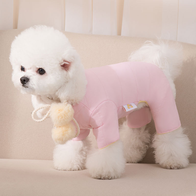 New Puppy Dog Autumn and Winter Double-Sided Wear Rain-Proof Clothes Warm Four-Leg Cotton-Padded Clothes Scarf Suit Cat Pet Clothes