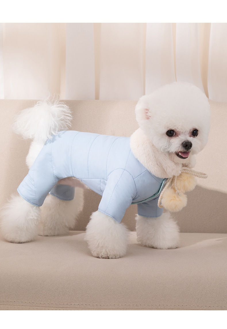 New Puppy Dog Autumn and Winter Double-Sided Wear Rain-Proof Clothes Warm Four-Leg Cotton-Padded Clothes Scarf Suit Cat Pet Clothes