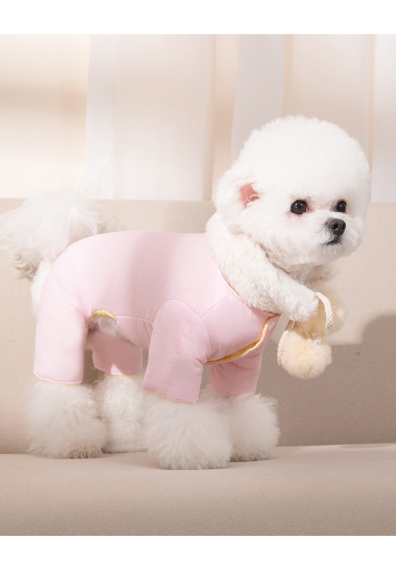 New Puppy Dog Autumn and Winter Double-Sided Wear Rain-Proof Clothes Warm Four-Leg Cotton-Padded Clothes Scarf Suit Cat Pet Clothes