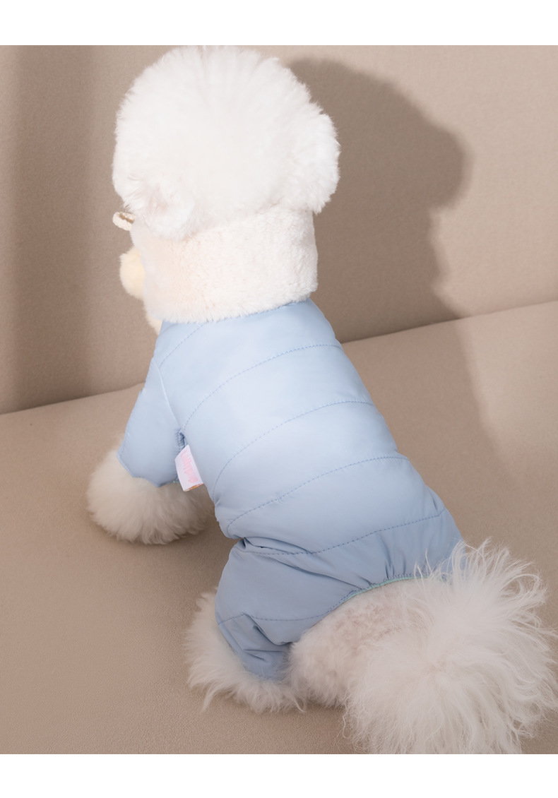 New Puppy Dog Autumn and Winter Double-Sided Wear Rain-Proof Clothes Warm Four-Leg Cotton-Padded Clothes Scarf Suit Cat Pet Clothes