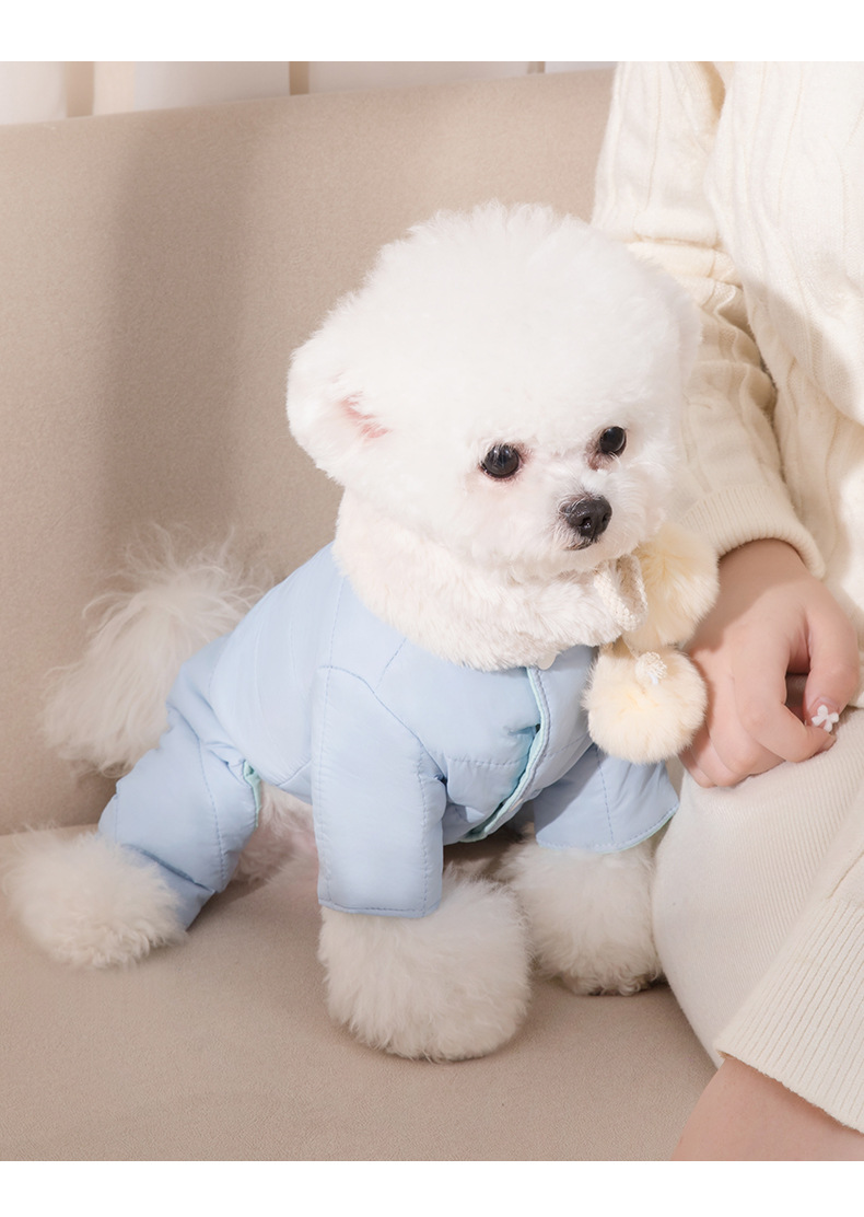 New Puppy Dog Autumn and Winter Double-Sided Wear Rain-Proof Clothes Warm Four-Leg Cotton-Padded Clothes Scarf Suit Cat Pet Clothes