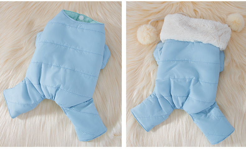New Puppy Dog Autumn and Winter Double-Sided Wear Rain-Proof Clothes Warm Four-Leg Cotton-Padded Clothes Scarf Suit Cat Pet Clothes
