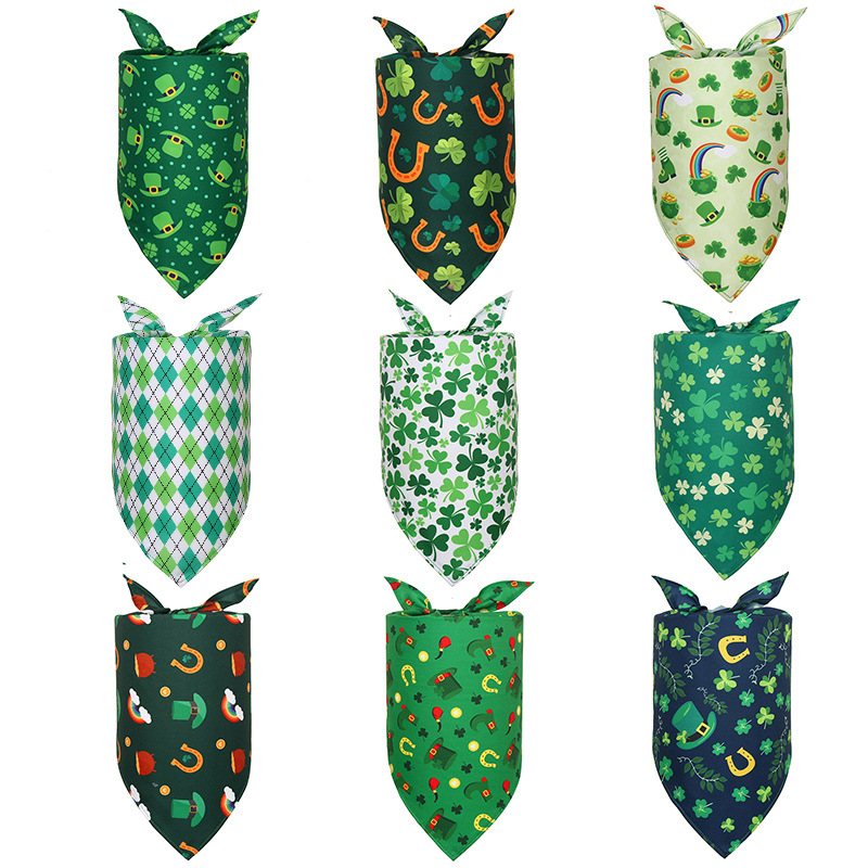 Clover St. Patrick's Day Irish Day Pet Cat Dog Triangular Binder Pet's Saliva Towel Scarf in Stock Clover St. Patrick's Day Irish Day Pet Cat Dog Triangular Binder Pet's Saliva Towel Scarf in Stock