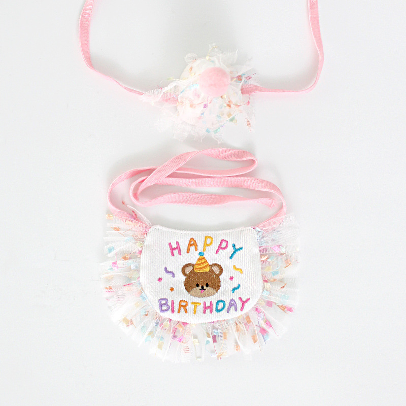 Korean Dog Dog Party Bib Pet Birthday Bib Bichon Triangular Binder Scarf Cat Pets Bib