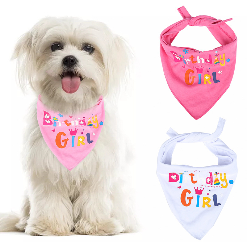 Dog Pet Birthday Printed Scarf Dog Year-Old Commemorative Party Saliva Towel Set Factory Spot Direct Sales