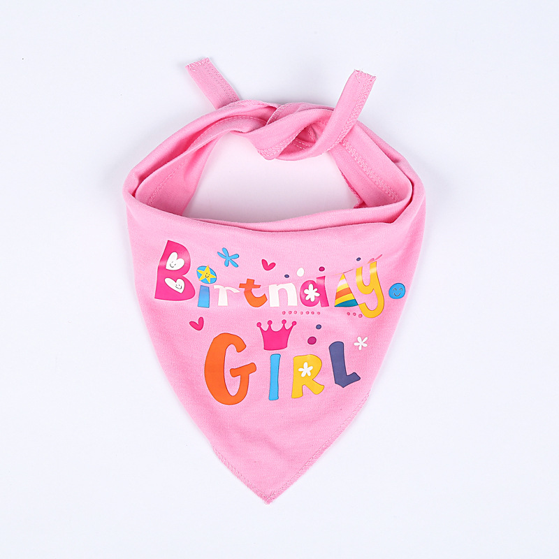 Dog Pet Birthday Printed Scarf Dog Year-Old Commemorative Party Saliva Towel Set Factory Spot Direct Sales