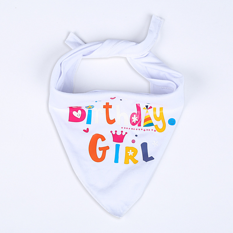 Dog Pet Birthday Printed Scarf Dog Year-Old Commemorative Party Saliva Towel Set Factory Spot Direct Sales