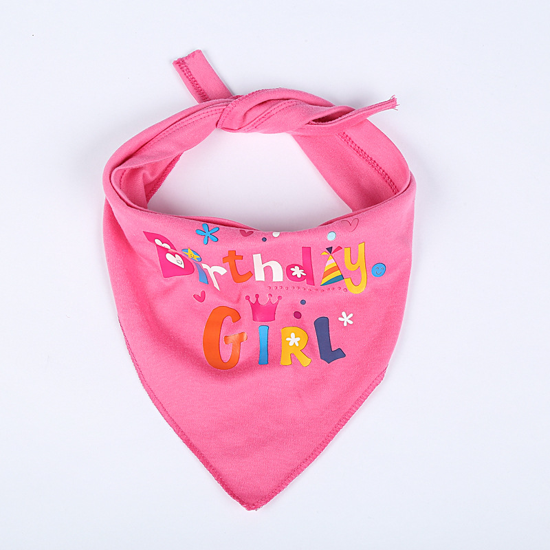 Dog Pet Birthday Printed Scarf Dog Year-Old Commemorative Party Saliva Towel Set Factory Spot Direct Sales
