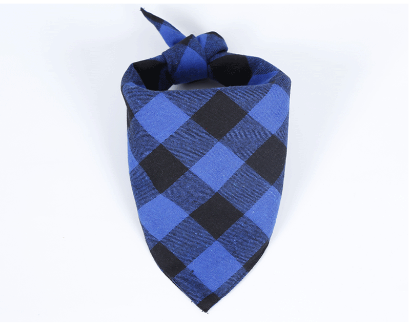 Amazon Hot Sale Pet's Saliva Towel Dog Triangular Binder Double Pure Cotton Plaid Pet Scarf Headscarf Customization