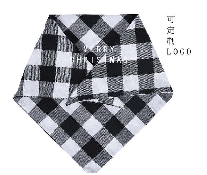 Amazon Hot Sale Pet's Saliva Towel Dog Triangular Binder Double Pure Cotton Plaid Pet Scarf Headscarf Customization