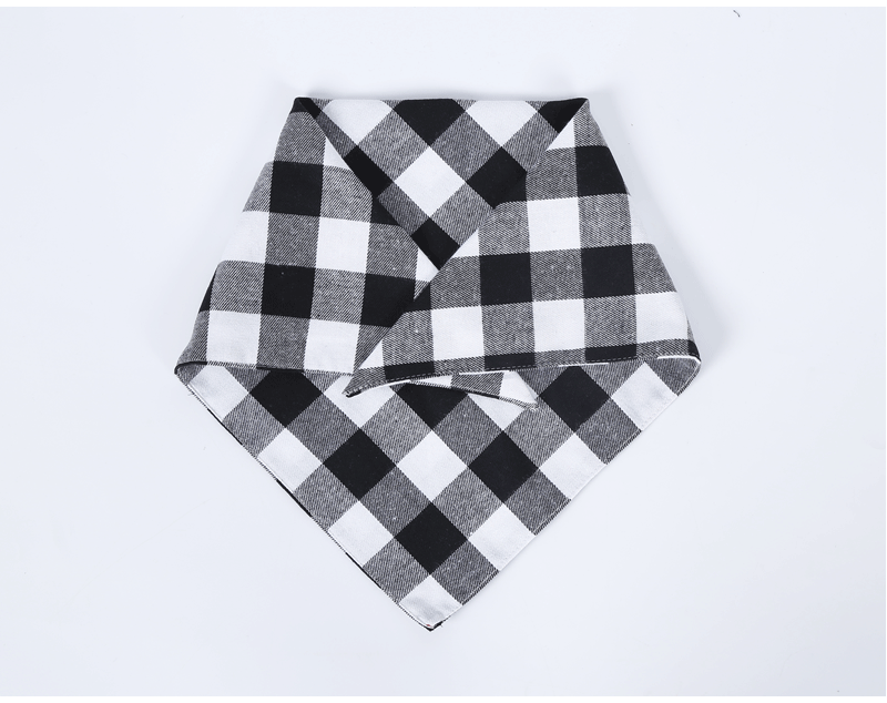 Amazon Hot Sale Pet's Saliva Towel Dog Triangular Binder Double Pure Cotton Plaid Pet Scarf Headscarf Customization