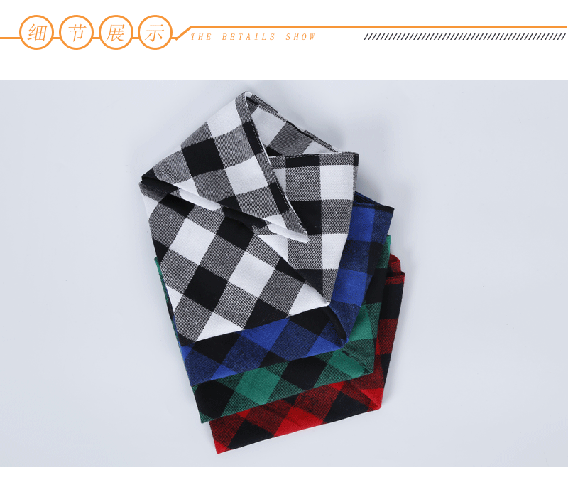 Amazon Hot Sale Pet's Saliva Towel Dog Triangular Binder Double Pure Cotton Plaid Pet Scarf Headscarf Customization